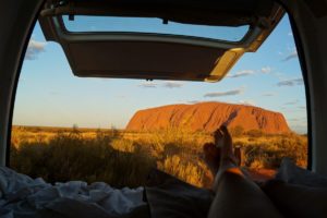 Van life in front of Uluru