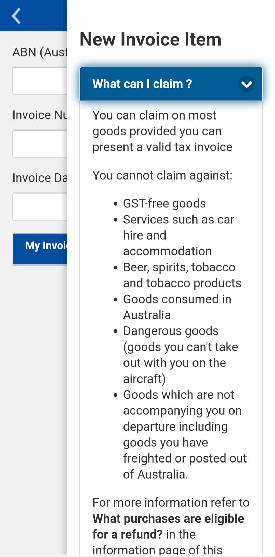 récupérer taxes achats australie